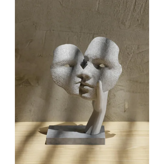 Γλυπτό Τέχνης 2 Προσώπων, 3D Εκτυπωμένη Διακόσμηση Σπιτιού, Γραφείο, Γραφείο, Μοναδικός Σχεδιασμός