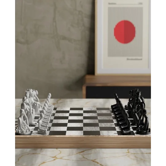 Σκακιστικό Σετ Abstract Art Αγάλματα Γλυπτική, 3D Printed Διακόσμηση Σπιτιού, Γραφείο