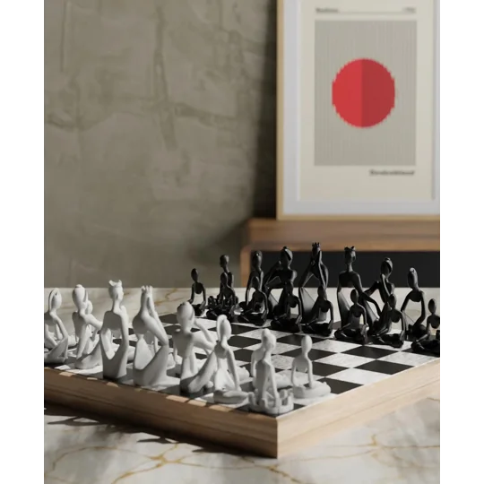Σκακιστικό Σετ Abstract Art Αγάλματα Γλυπτική, 3D Printed Διακόσμηση Σπιτιού, Γραφείο