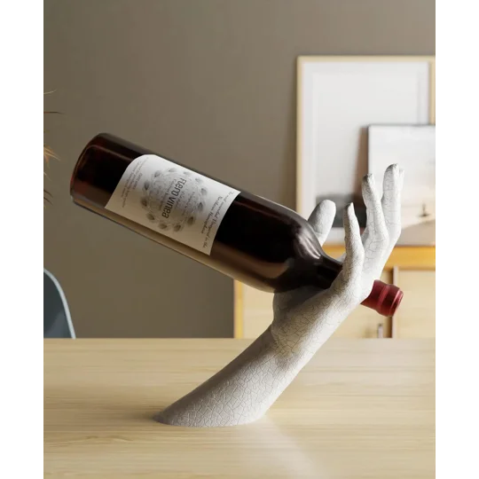 Elegance Wine Holder Art Sculpture Cracked Hand, 3D τυπωμένη διακόσμηση σπιτιού, γραφείου,