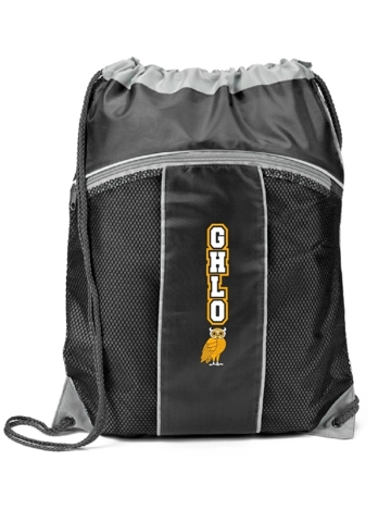 GHLO Black with Grey Drawstring Bag