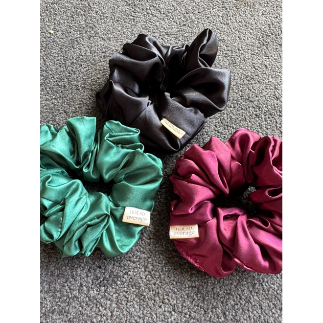 Additional Image for Emerald Green Satin Scrunchies