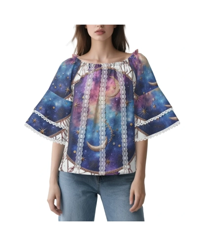 Women's Astrology Off Shoulder 3/4 Sleeve Blouse