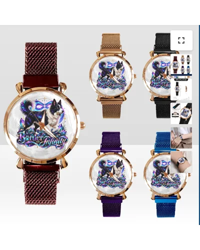 Border on Infinity Border Collie Metallic Magnetic Watch