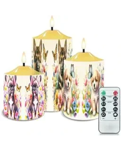 Dog Lovers Flameless Candles Lamp Set of 3