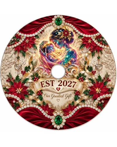 Greatest Gift EST 2027 Baby Announcement Tree skirt