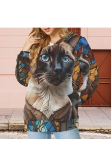 Siamese Cat Stained-Glass Hoodie Siamese Cat Stained-Glass Hoodie