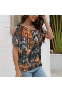 Howl a ween Women's String Cold Shoulder T-Shirts Howl a ween Women's String Cold Shoulder T-Shirts