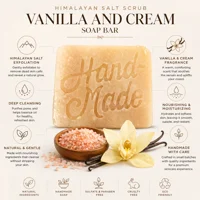 Himalayan Salt Soap Bar Vanilla Cream Exfoliating Soap Handmade Natural Body Scrub