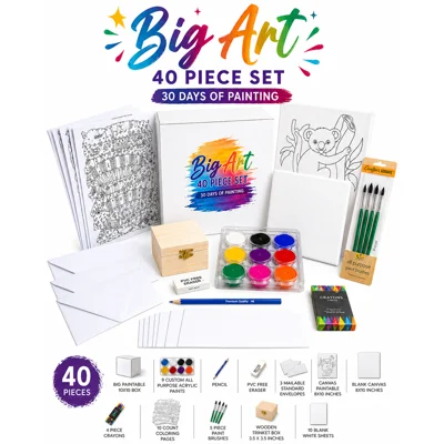 Lwbloom Big Art 40 Piece Painting Set, Acrylic Paint Kit w..