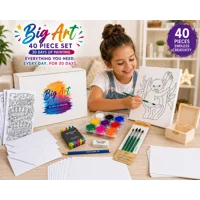 Lwbloom Big Art 40 Piece Painting Set, Acrylic Paint Kit with Canvas, Brushes and Art Supplies for K