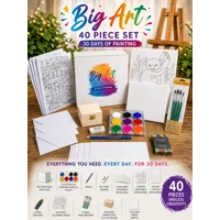 Lwbloom Big Art 40 Piece Painting Set, Acrylic Paint Kit with Canvas, Brushes and Art Supplies for K
