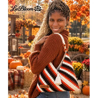 LwBloom Reversible Crochet Shoulder Bag – Boho Handmade Pu..