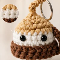 Lwbloom Handmade Crochet Coffee Keychain Gift Set – Cute Coffee Cup Keyring, Kawaii Bag Charm for Co