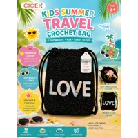 Lwbloom Kids Summer Travel Crochet Drawstring Backpack – Handmade Glitter Knit Bag for Girls, Light
