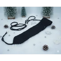 Black Cotton Crochet Obi Belt – 86” | Handcrafted Wrap Waist Belt
