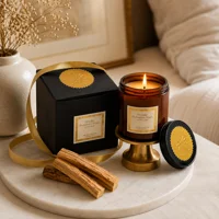 Lwbloom Smoke Between Stars Palo Santo Scented Candle Gift Set – 8 oz Luxury Amber Jar Aromatherapy