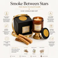 Lwbloom Smoke Between Stars Palo Santo Scented Candle Gift Set – 8 oz Luxury Amber Jar Aromatherapy