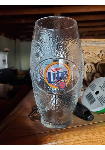 Superbowl 36 Miller light football glass