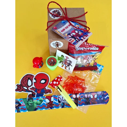 Party Bag in a Box (SPIDEY) | Pre-filled Kids Birthday Favours | Ready Made Party Bags