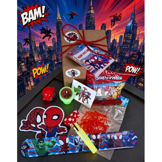 Party Bag in a Box (SPIDEY) | Pre-filled Kids Birthday Favours | Ready Made Party Bags