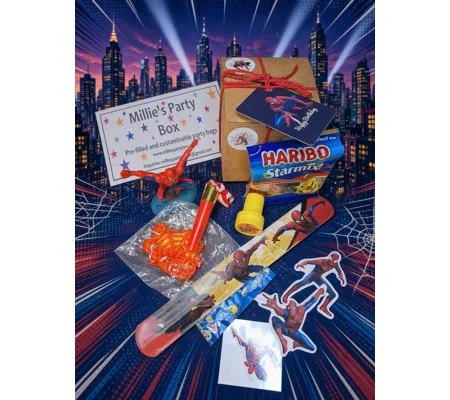 Party Bag in a Box (SPIDERMAN) | Pre-filled Kids Birthday Favours | Ready Made Party Bags