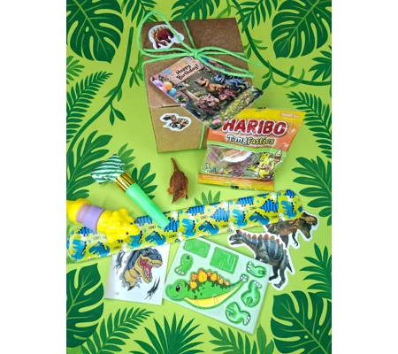 Party Bag in a Box (DINOSAUR) | Pre-filled Kids Birthday Favours | Ready Made Party Bags