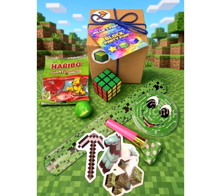 Party Bag in a Box (MINE-CRAFT) | Pre-filled Kids Birthday Favours | Ready Made Party Bags