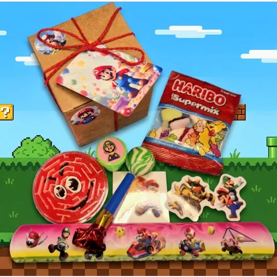 Party Bag in a Box (SUPER MARIO) | Pre-filled Kids Birthday Favours | Ready Made Party Bags
