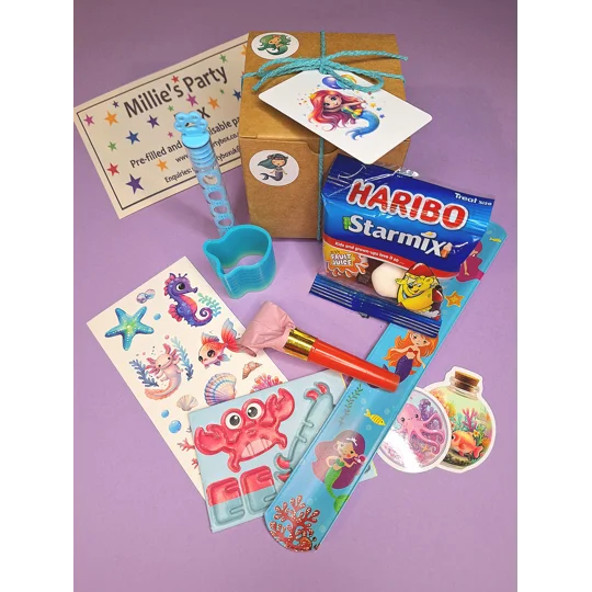 Party Bag in a Box (MERMAID) | Pre-filled Kids Birthday Favours | Ready Made Party Bags