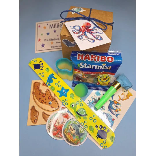 Party Bag in a Box (UNDER THE SEA) | Pre-filled Kids Birthday Favours | Ready Made Party Bag