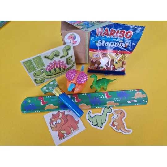 Party Bag in a Box (DINOSAUR) | Pre-filled Kids Birthday Favours | Ready Made Party Bags