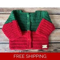 Newborn Red & Green Cardigan