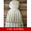 Adult Hat with Pom Pom (White)