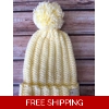 Adult Hat with Pom Pom (Pastel Yellow)
