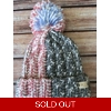 Adult Chunky Hat with Pom Pom (Multi Coloured)