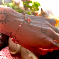 Celestial Dreams Figaro Bracelet – 14K Gold Filled with Persian Chalcedony & Cosmic Charms ✨