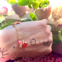 Celestial Harmony Figaro Bracelet – 14K Gold Filled with Persian Chalcedony & Cosmic Charms