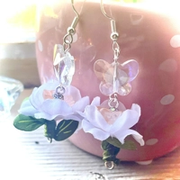 Butterfly and Flower Dangle Earrings - Whimsy Fairy Flower Cottagecore Jewelry