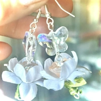 Butterfly and Flower Dangle Earrings - Whimsy Fairy Flower Cottagecore Jewelry