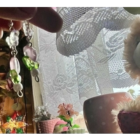 Handmade Glass Butterfly and Flower Earrings- Pink and Purple Crystal Dangles, Fairycore Whimsical