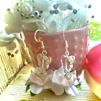 Butterfly and Flower Dangle Earrings - Whimsy Fairy Flower Cottagecore Jewelry