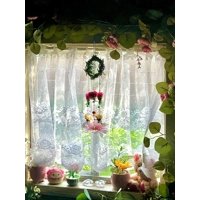 Fairycore Crystal Window Hanging- Whimmsical Crystal Decor with Flowers and Mushroom- Fantasy Garden