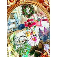 Fairycore Crystal Window Hanging- Whimmsical Crystal Decor with Flowers and Mushroom- Fantasy Garden