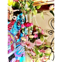 Fairycore Crystal Window Hanging- Whimmsical Crystal Decor with Flowers and Mushroom- Fantasy Garden