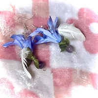 Whimsical Fairycore Amethyst Earrings - Purple Flower & Feather Garden Fairy Fantasy