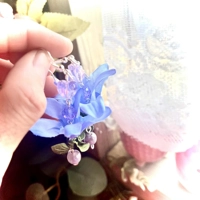 Whimsical Fairycore Amethyst Earrings - Purple Flower & Feather Garden Fairy Fantasy