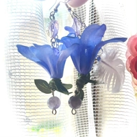 Whimsical Fairycore Amethyst Earrings - Purple Flower & Feather Garden Fairy Fantasy