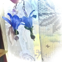 Whimsical Fairycore Amethyst Earrings - Purple Flower & Feather Garden Fairy Fantasy