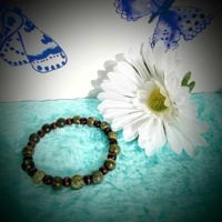 Jasper and Wood Beaded Stretch Bracelet for Men and Women